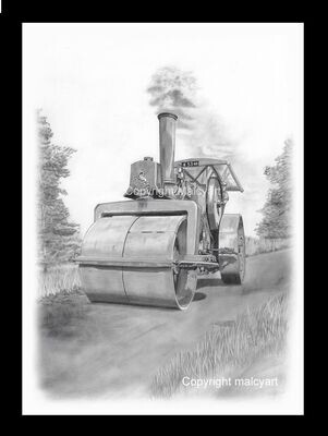 SD008 Aveling and Porter BS 10ton Road Roller 1914 model. Signed & Mounted A3 Print
