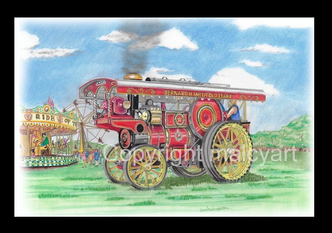 SD009 1914 Fosters 13200 Showmans Locomotive 'Aquitania'. Mounted/Framed A4 Print