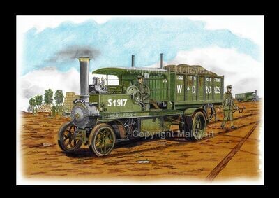 SD010 The Foden Steam Wagon 1917. Signed & Mounted A3 Print