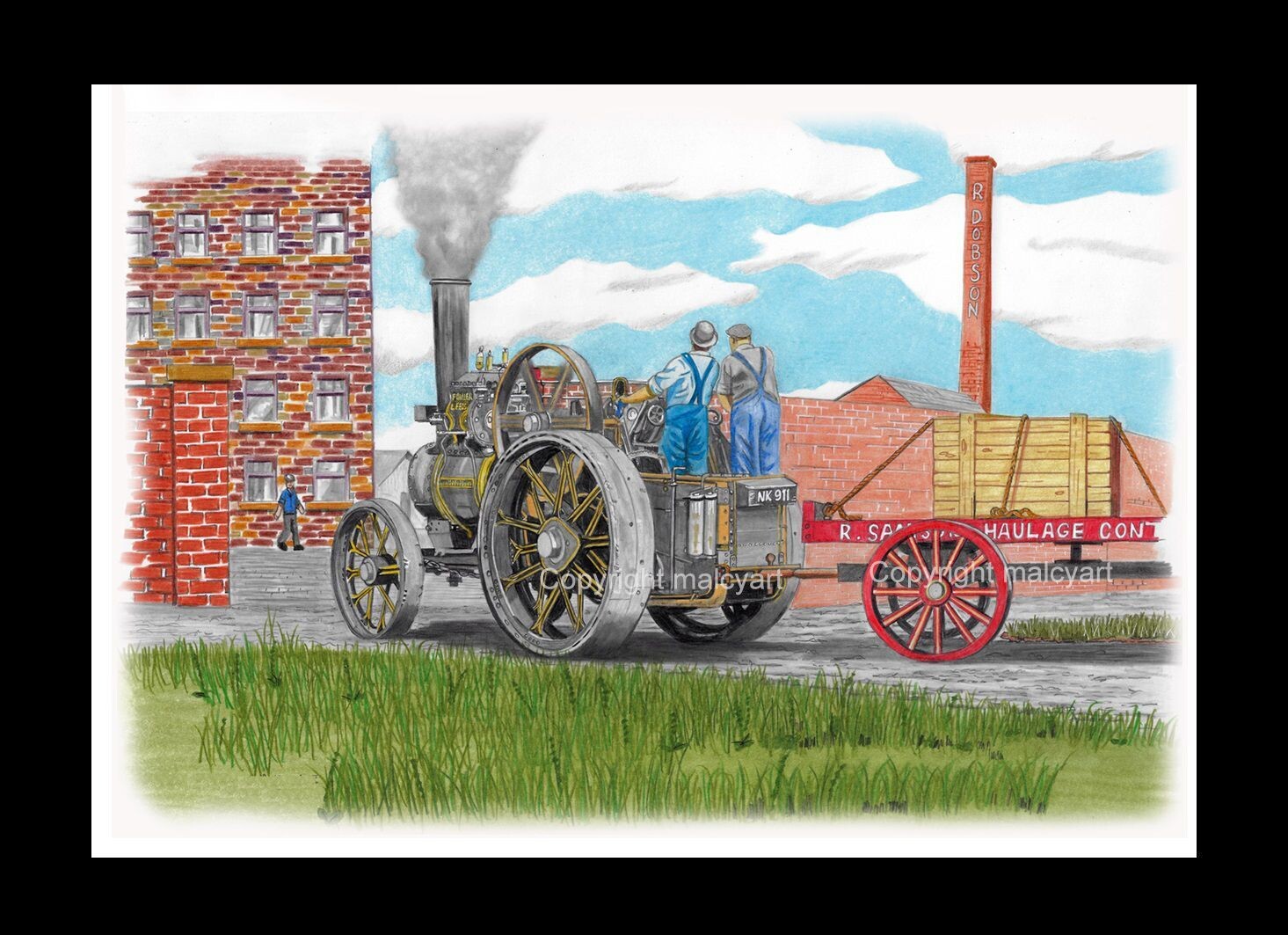 OA013 -Original artwork. 1906 Fowler General Purpose Engine.