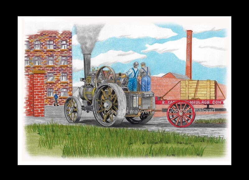 OA013 -Original artwork. 1906 Fowler General Purpose Engine.