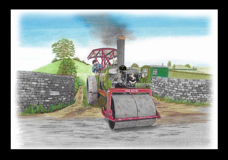 OA016 -Original artwork. 1924 Aveling & Porter Road Roller 'Earl E Ryzer'.