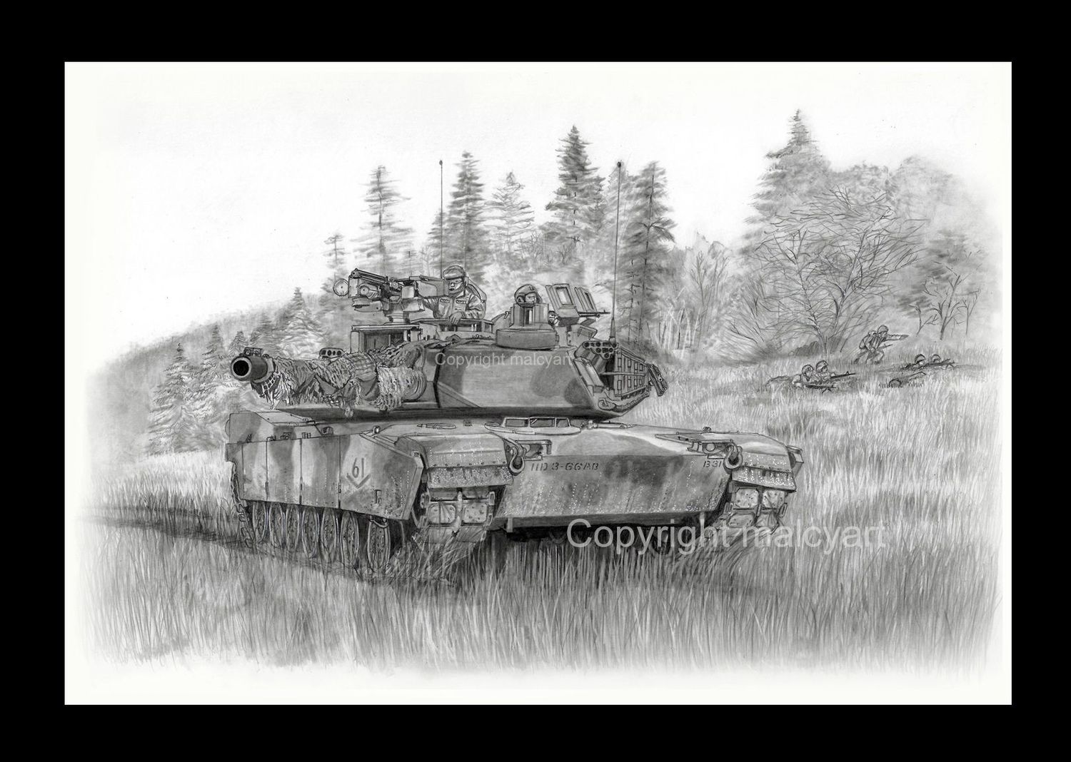 076 - A4 Mounted/Framed print - M1A2 SEP3 Abrams MBT