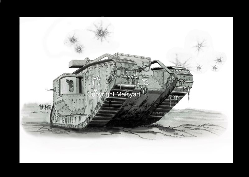 002 - A4 Mounted/Framed Print  -C5 China - Mk IV Male Tank