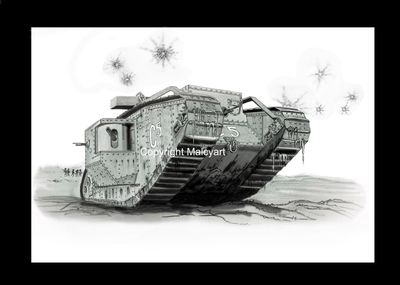 002 - A4 Mounted/Framed Print  -C5 China - Mk IV Male Tank