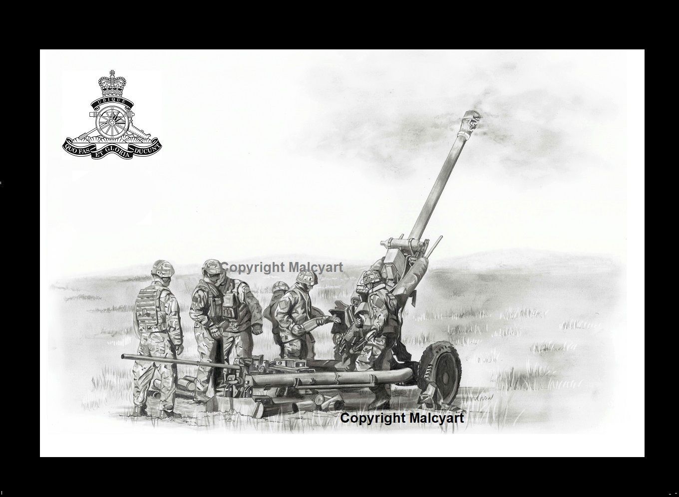 068 - A3 Mounted (UNFRAMED) Print - 105mm Light Gun