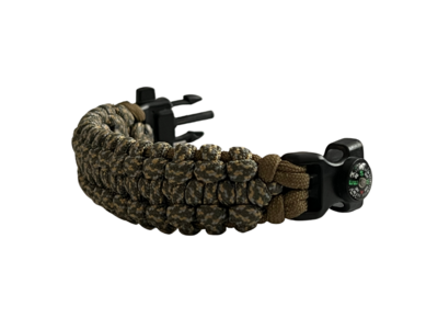 &quot;The Survival Expert&quot; design (Track Knot Variation Weave Paracord Bracelet w/ Special Survival Buckle)