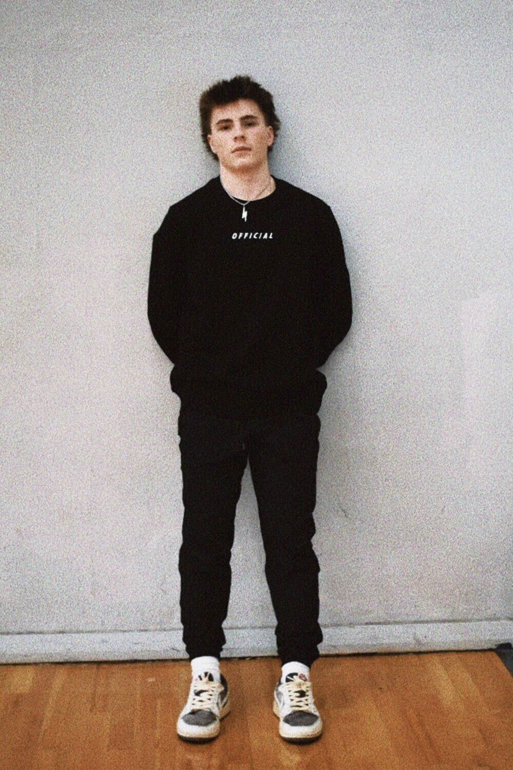 BTS着用★LAUL★SIDE LINE WARM TERRY CREWNECKスウェット_BLACK McLaren Unisex Black On Black Crewneck Sweatshirt