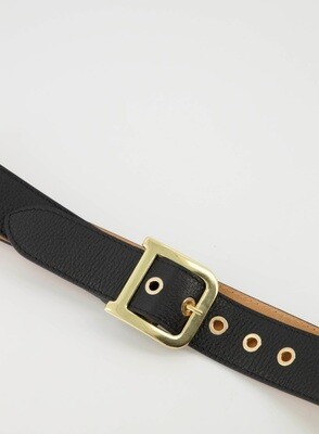 Black genuine leather belt