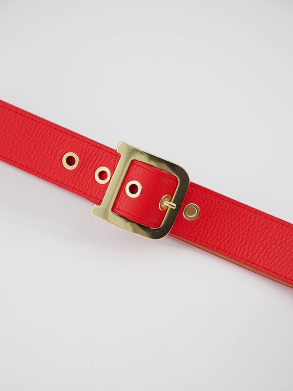 Red Genuine  leather belt