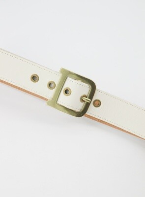 White Genuine leather belt