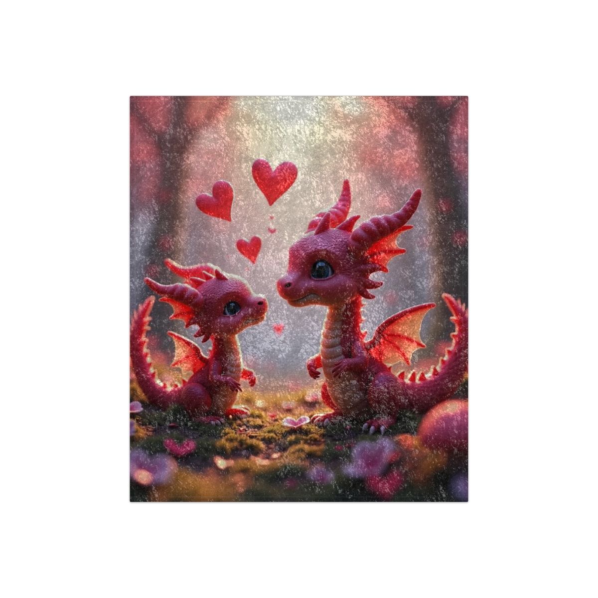Throw Blanket - Be My Valentine Cute Dragons Design