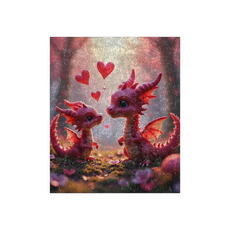 Throw Blanket - Be My Valentine Cute Dragons Design
