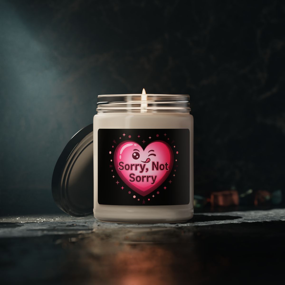 Sorry Not Sorry Heart Candle | Anti‑Valentine, Snarky Heart Soy Candle