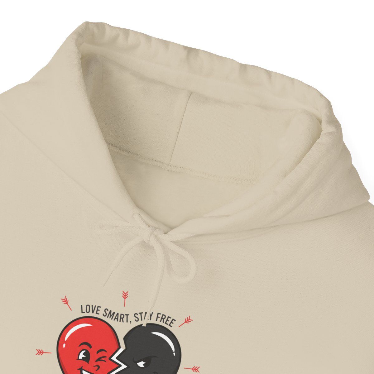 Split Red &amp; Black Heart Hoodie | anti love graphic, punk Valentine design