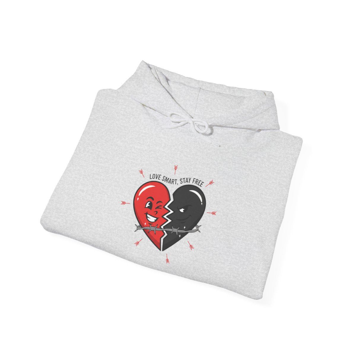 Split Red &amp; Black Heart Hoodie | anti love graphic, punk Valentine design
