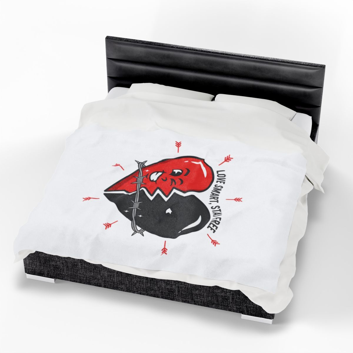 Split Heart Illustration Blanket | anti love, edgy Valentine dark heart