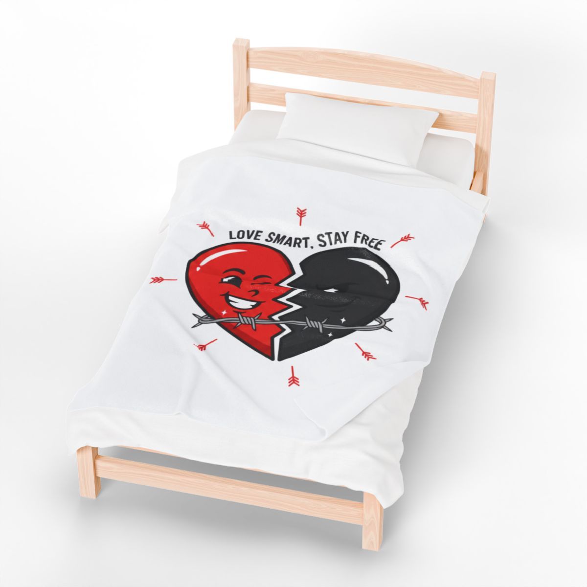 Split Heart Illustration Blanket | anti love, edgy Valentine dark heart
