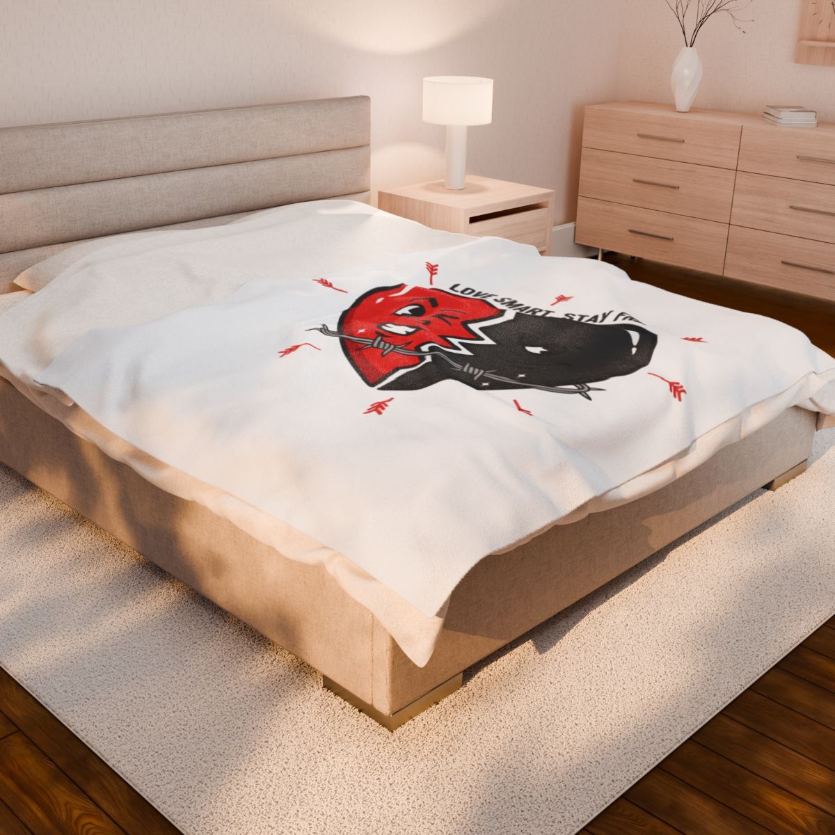 Split Heart Illustration Blanket | anti love, edgy Valentine dark heart