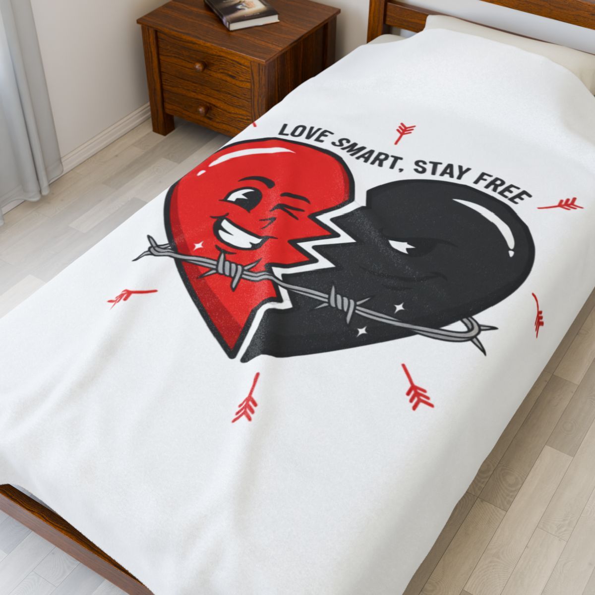 Split Heart Illustration Blanket | anti love, edgy Valentine dark heart