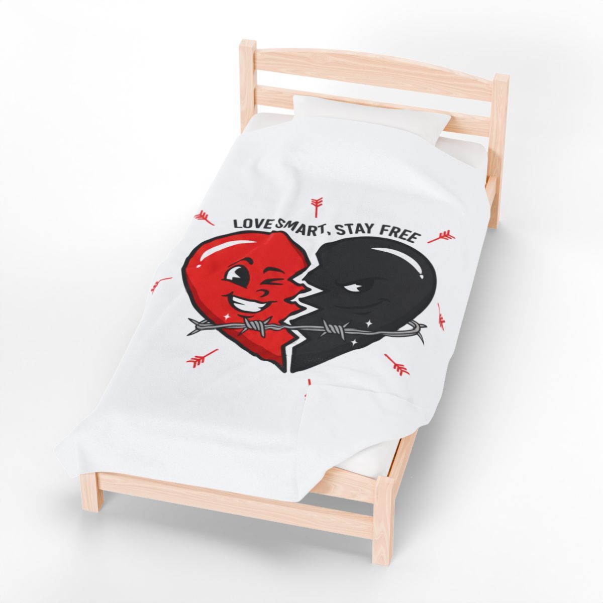 Split Heart Illustration Blanket | anti love, edgy Valentine dark heart