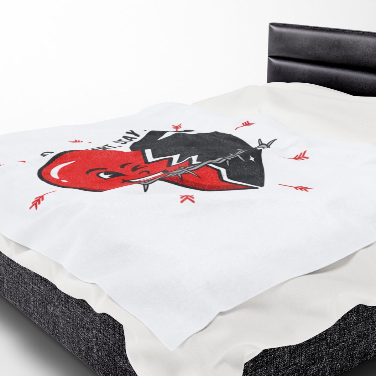 Split Heart Illustration Blanket | anti love, edgy Valentine dark heart