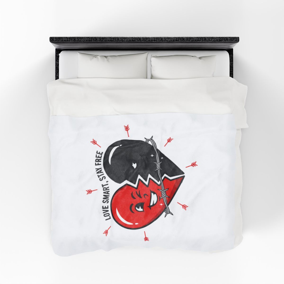 Split Heart Illustration Blanket | anti love, edgy Valentine dark heart