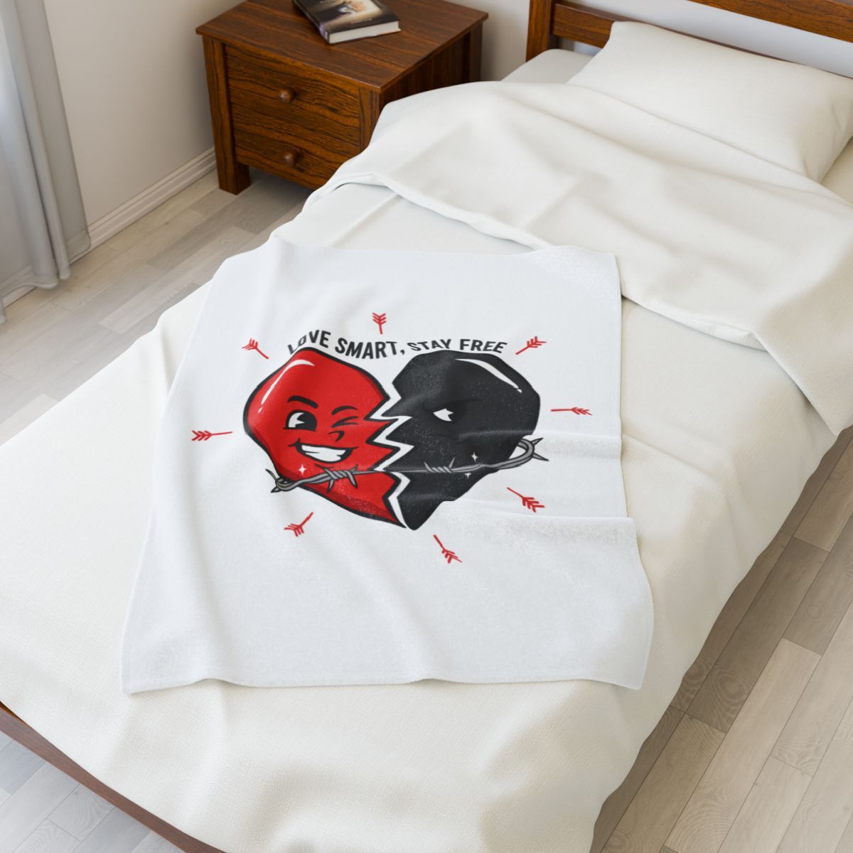 Split Heart Illustration Blanket | anti love, edgy Valentine dark heart
