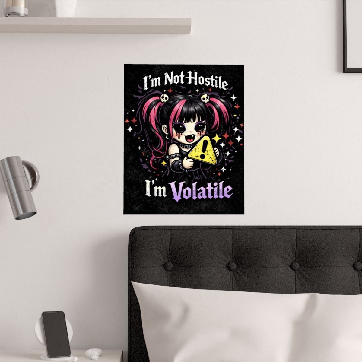 I'm Not Hostile I'm Volatile Satin Poster | Cute Character, Kawaii Art