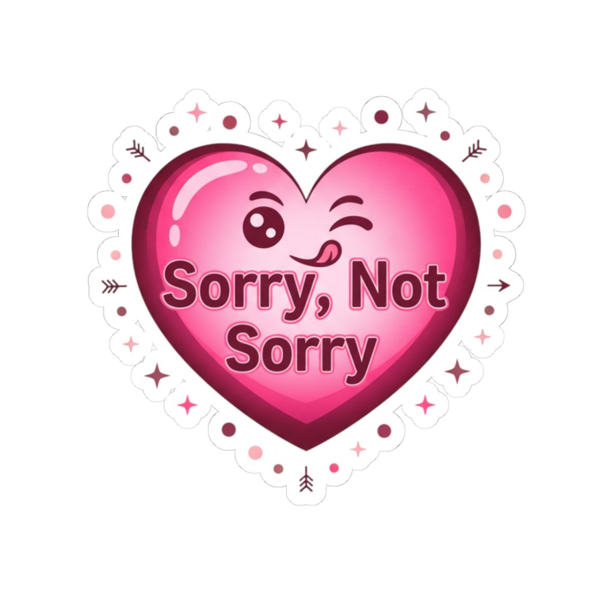 Sorry, Not Sorry Heart Sticker | anti‑Valentine, snarky heart punk