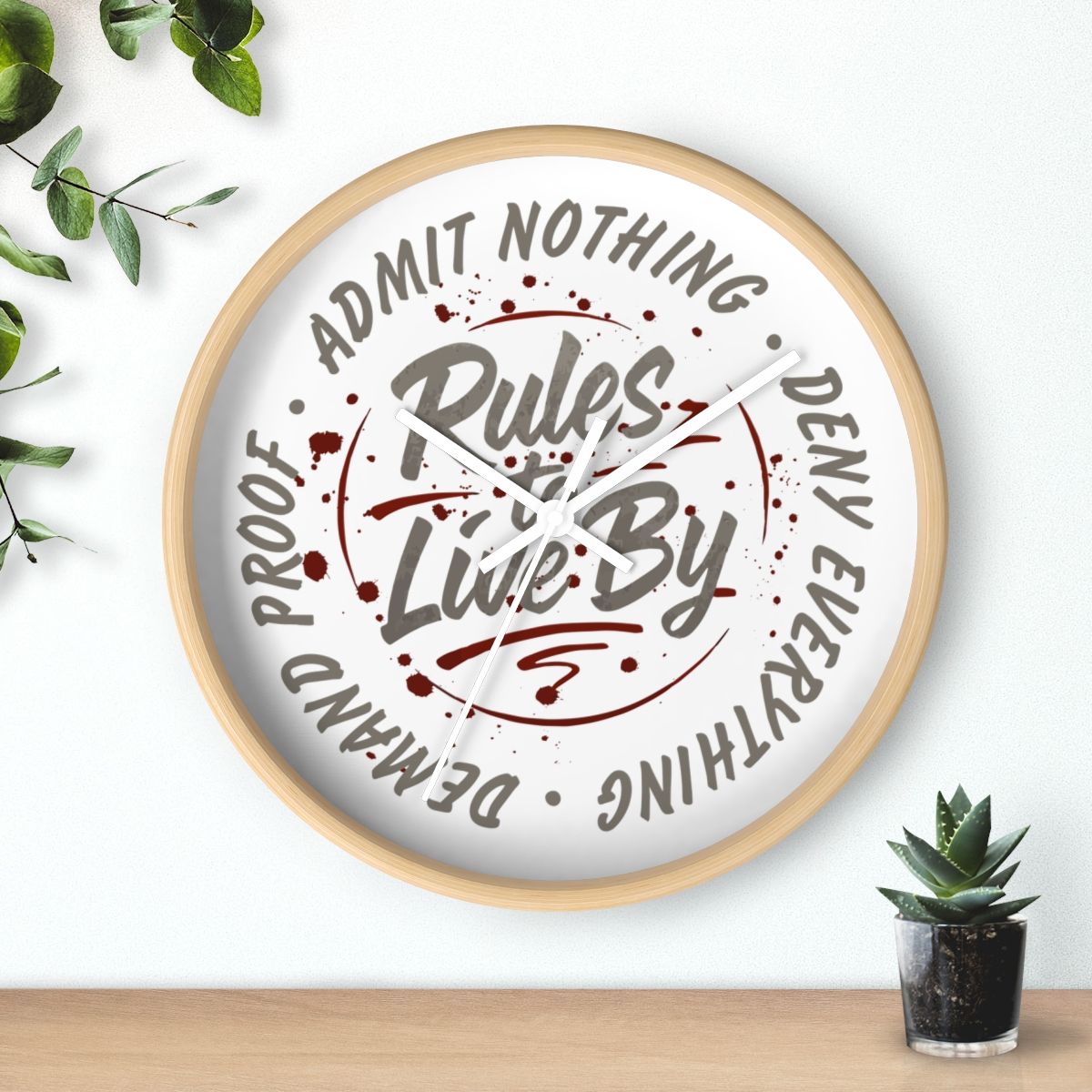 Rules I Live By wall clock | Typography Design, Modern Script, Statement Clock