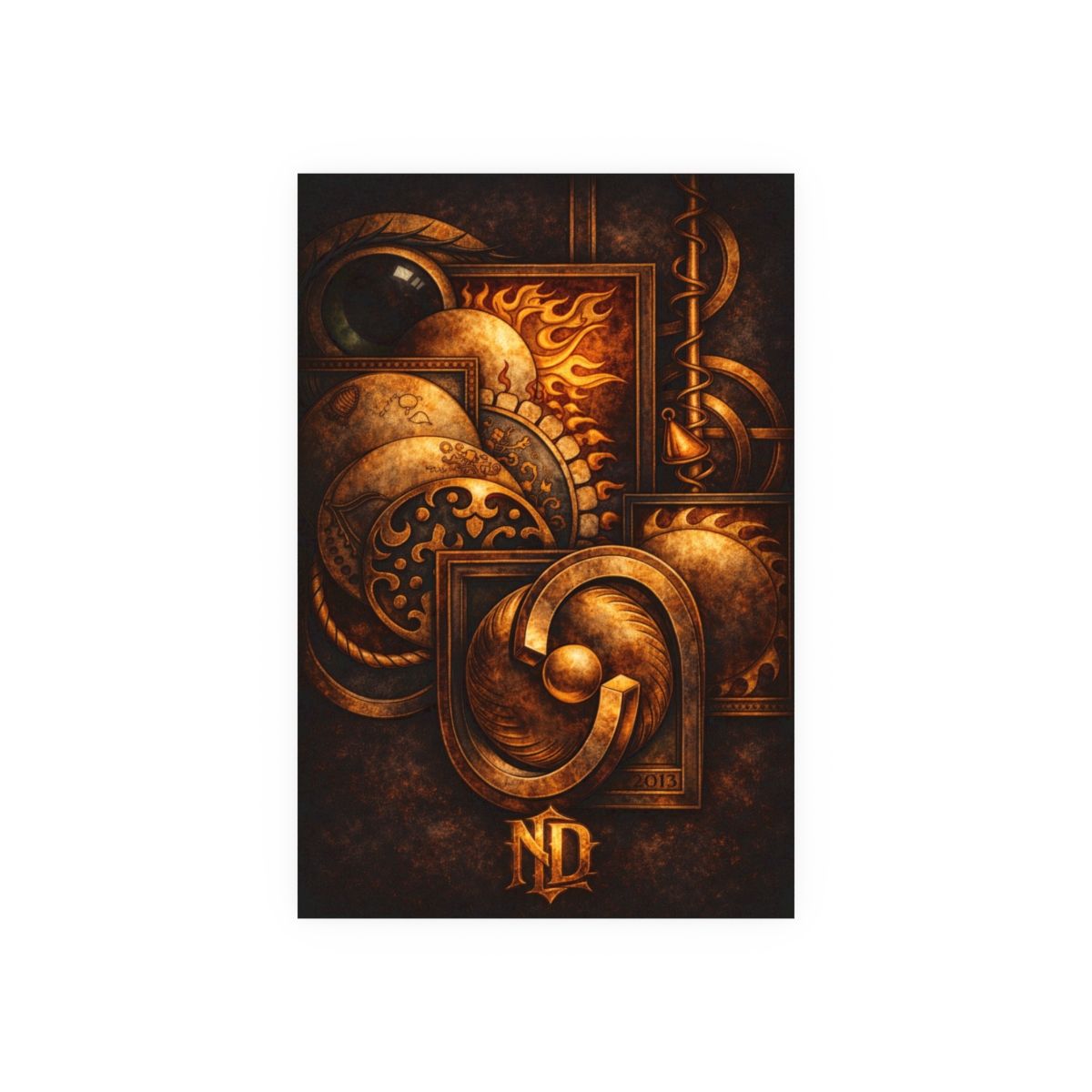 NONADAWN Foundry Series - Bronze Alchemy Sigil Poster | Dark Industrial Fantasy Wall Art