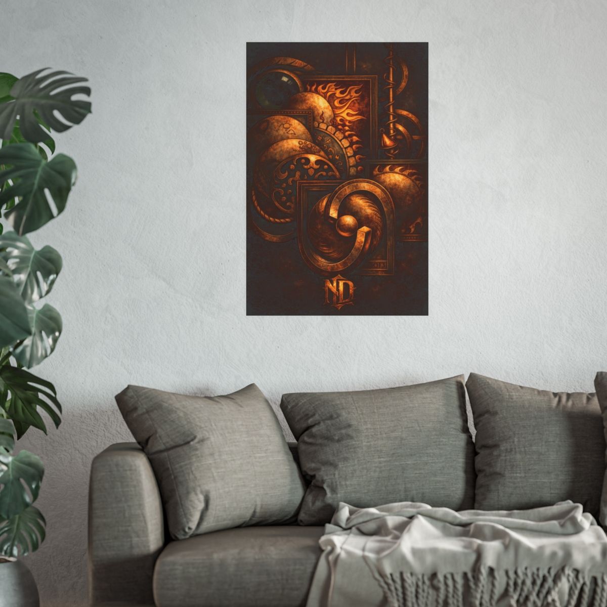 NONADAWN Foundry Series - Bronze Alchemy Sigil Poster | Dark Industrial Fantasy Wall Art