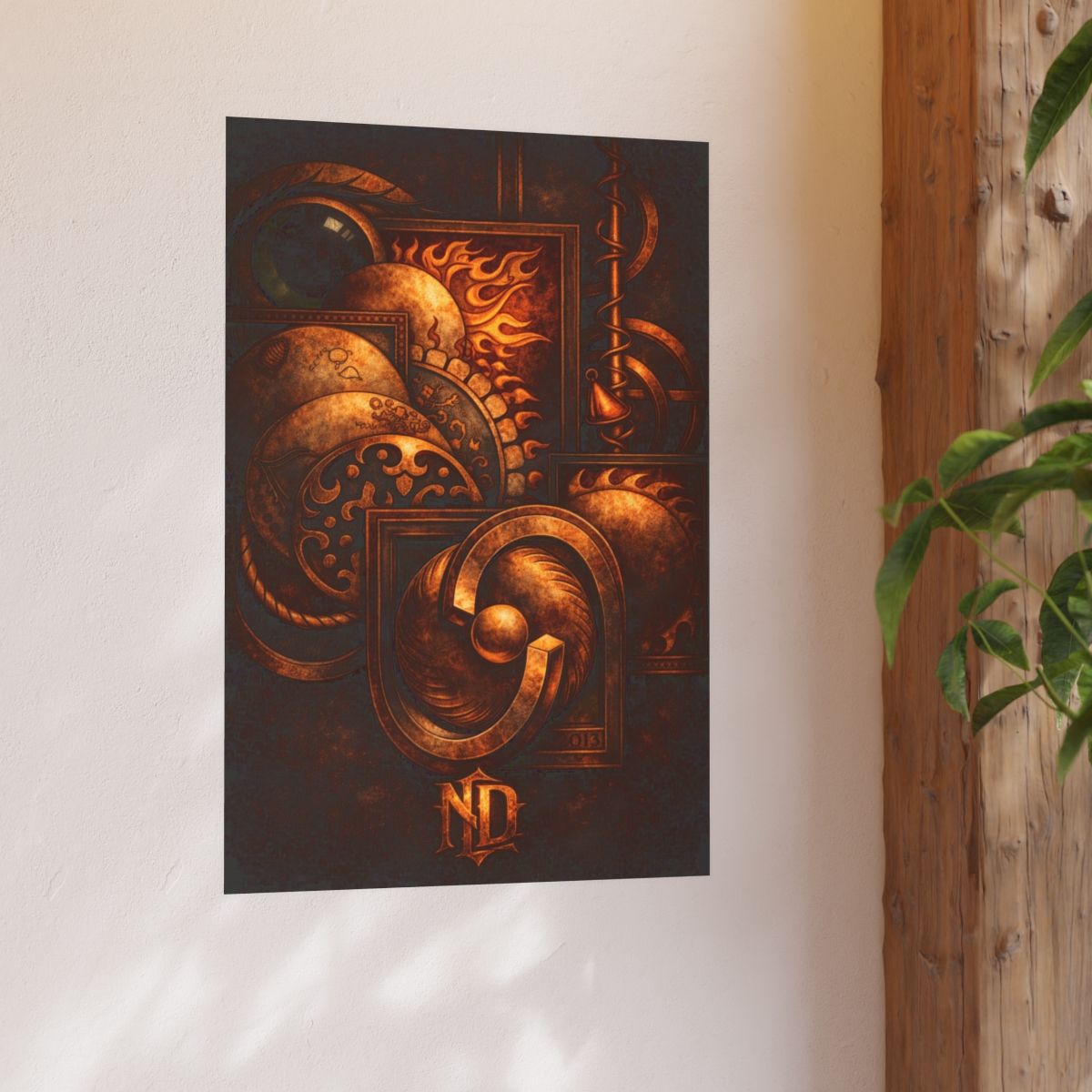 NONADAWN Foundry Series - Bronze Alchemy Sigil Poster | Dark Industrial Fantasy Wall Art