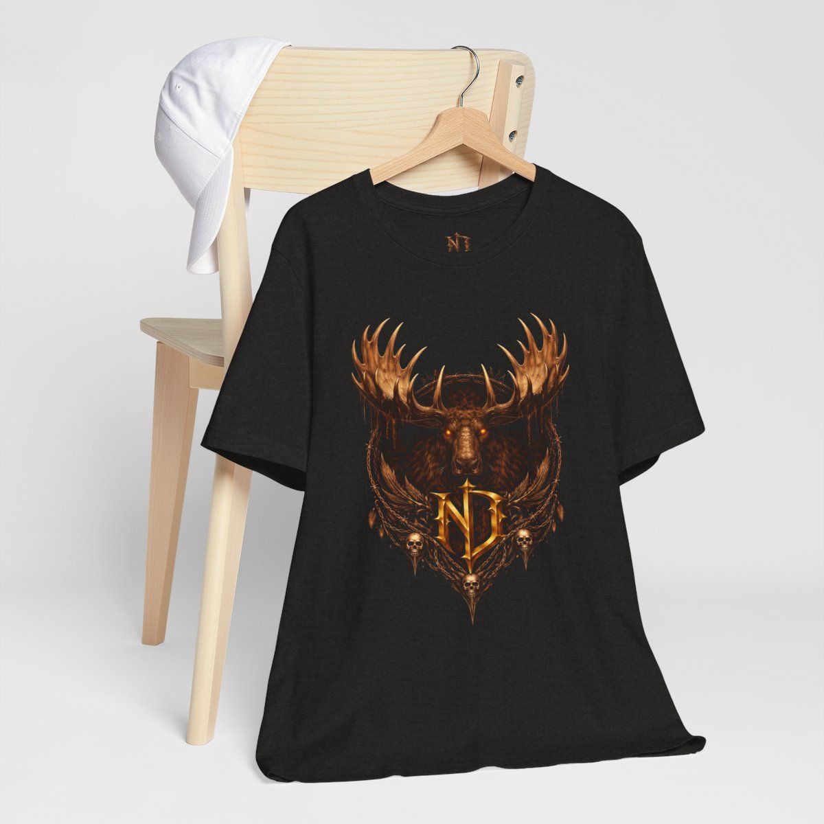 Moose Forge Emblem T-Shirt | Nonadawn Foundry Series | Industrial Wildlife Badge | Dark Gothic Streetwear