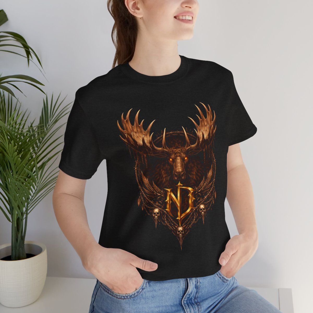 Moose Forge Emblem T-Shirt | Nonadawn Foundry Series | Industrial Wildlife Badge | Dark Gothic Streetwear
