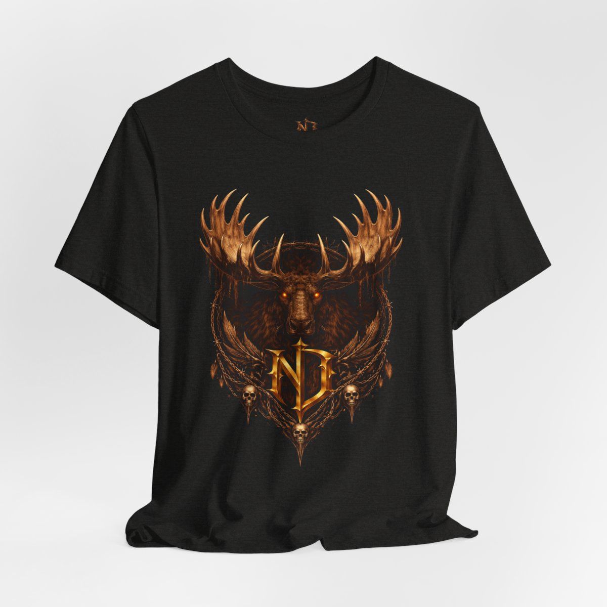 Moose Forge Emblem T-Shirt | Nonadawn Foundry Series | Industrial Wildlife Badge | Dark Gothic Streetwear