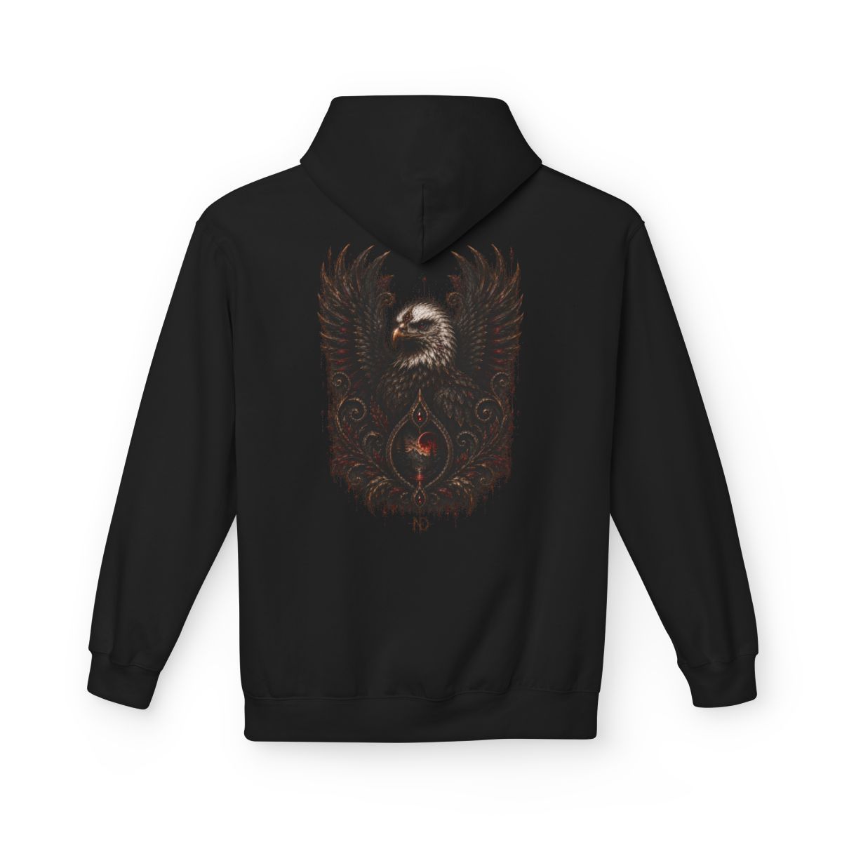 Majestic Eagle Crest Hoodie | Vintage Tribal Wings, Dark Graphic Pullover