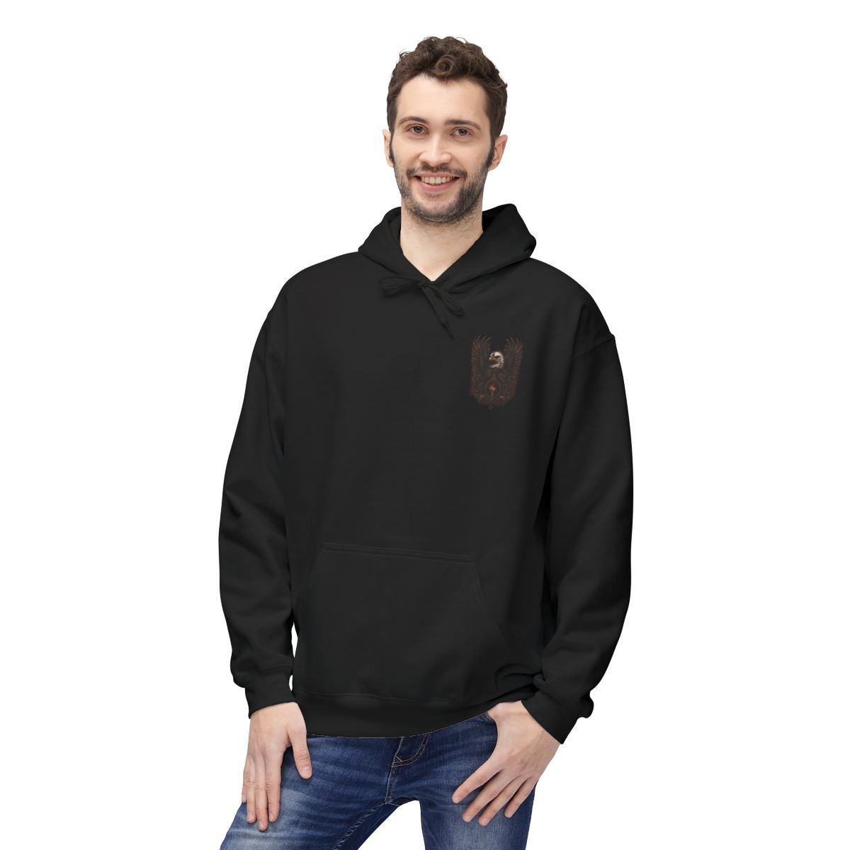Majestic Eagle Crest Hoodie | Vintage Tribal Wings, Dark Graphic Pullover