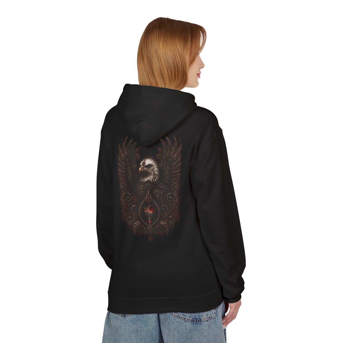 Majestic Eagle Crest Hoodie | Vintage Tribal Wings, Dark Graphic Pullover