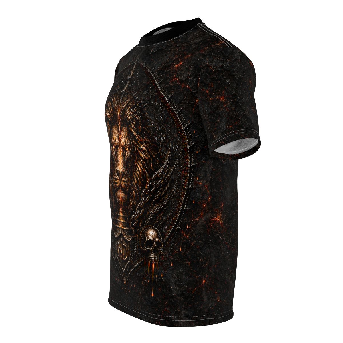 Nonadawn Leo Unisex Cut &amp; Sew Tee (AOP) | Dark Fantasy Lion Zodiac Shirt | Gothic Astrology Apparel