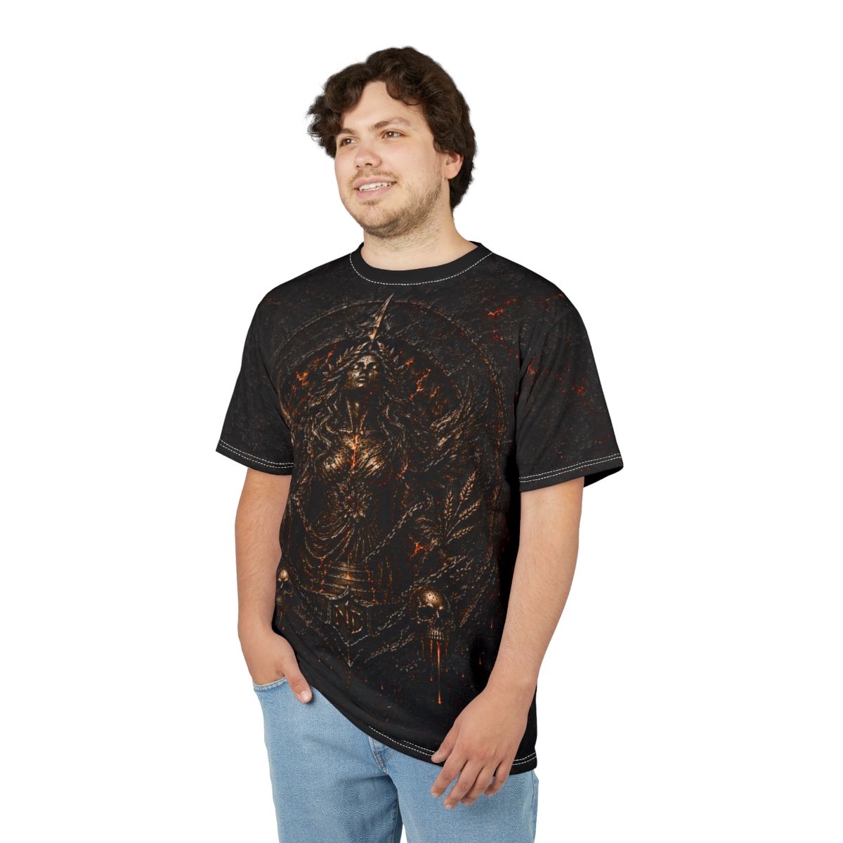 Nonadawn Virgo Unisex Cut &amp; Sew Tee (AOP) | Dark Fantasy Virgo Zodiac Shirt | Gothic Astrology Apparel