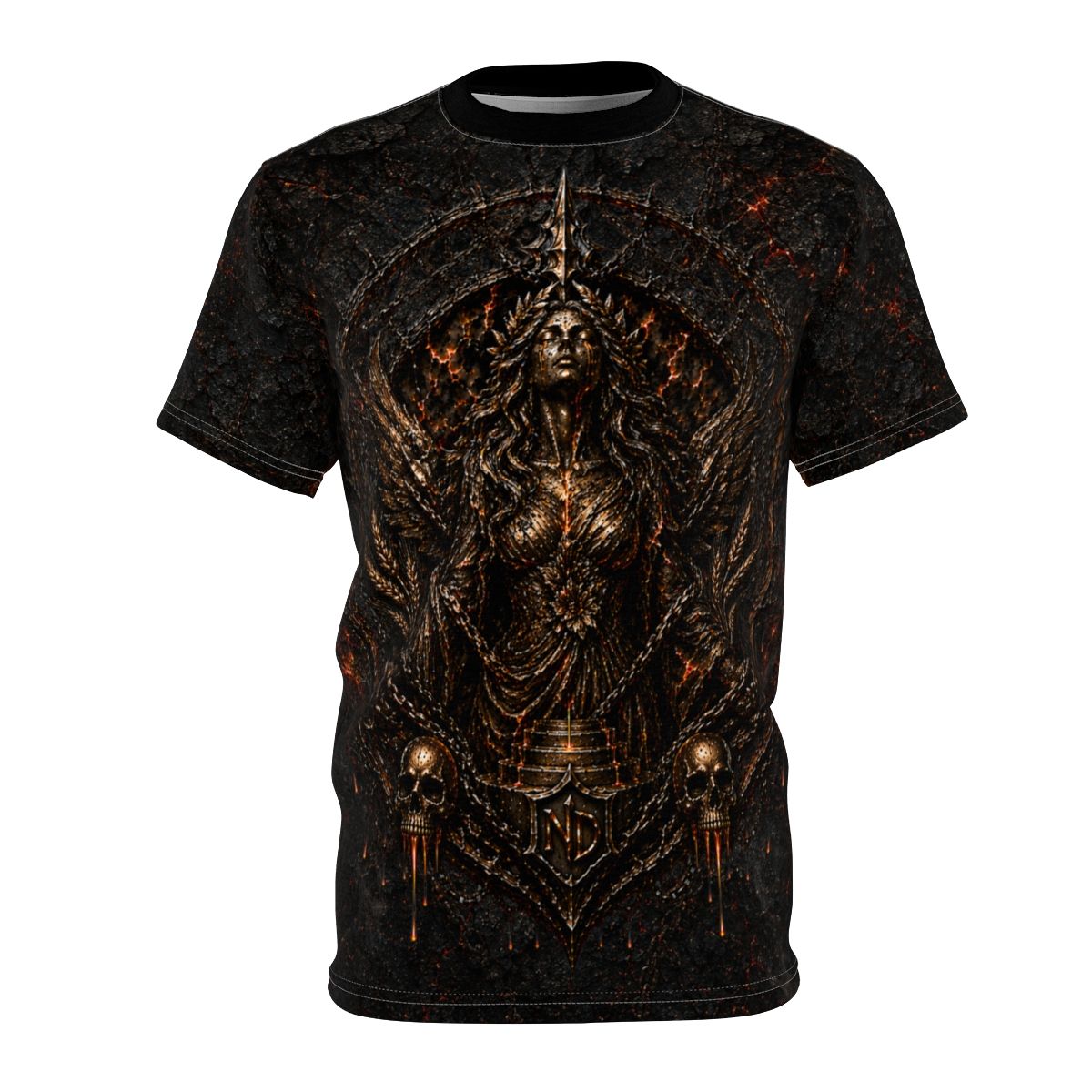 Nonadawn Virgo Unisex Cut &amp; Sew Tee (AOP) | Dark Fantasy Virgo Zodiac Shirt | Gothic Astrology Apparel