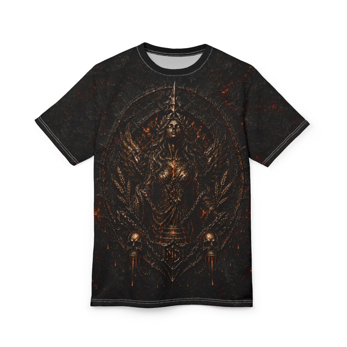 Nonadawn Virgo Unisex Cut &amp; Sew Tee (AOP) | Dark Fantasy Virgo Zodiac Shirt | Gothic Astrology Apparel