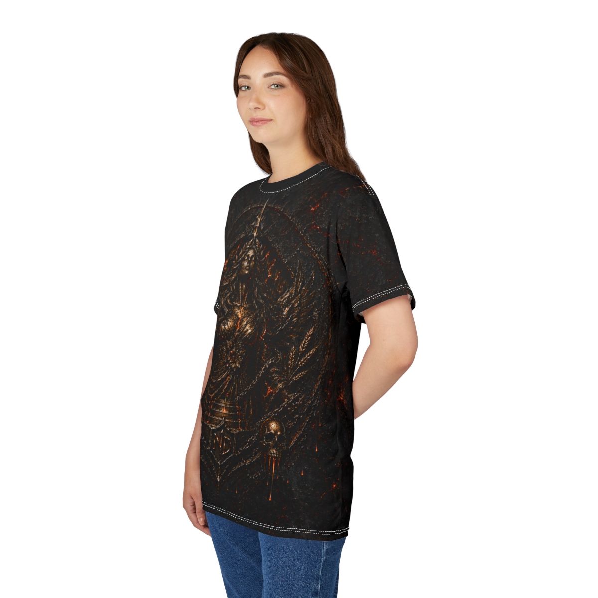 Nonadawn Virgo Unisex Cut &amp; Sew Tee (AOP) | Dark Fantasy Virgo Zodiac Shirt | Gothic Astrology Apparel