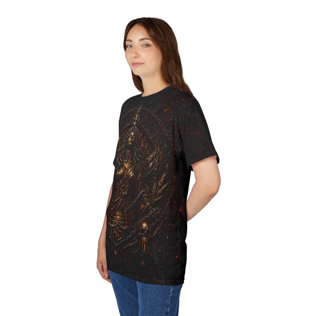 Nonadawn Virgo Unisex Cut &amp; Sew Tee (AOP) | Dark Fantasy Virgo Zodiac Shirt | Gothic Astrology Apparel