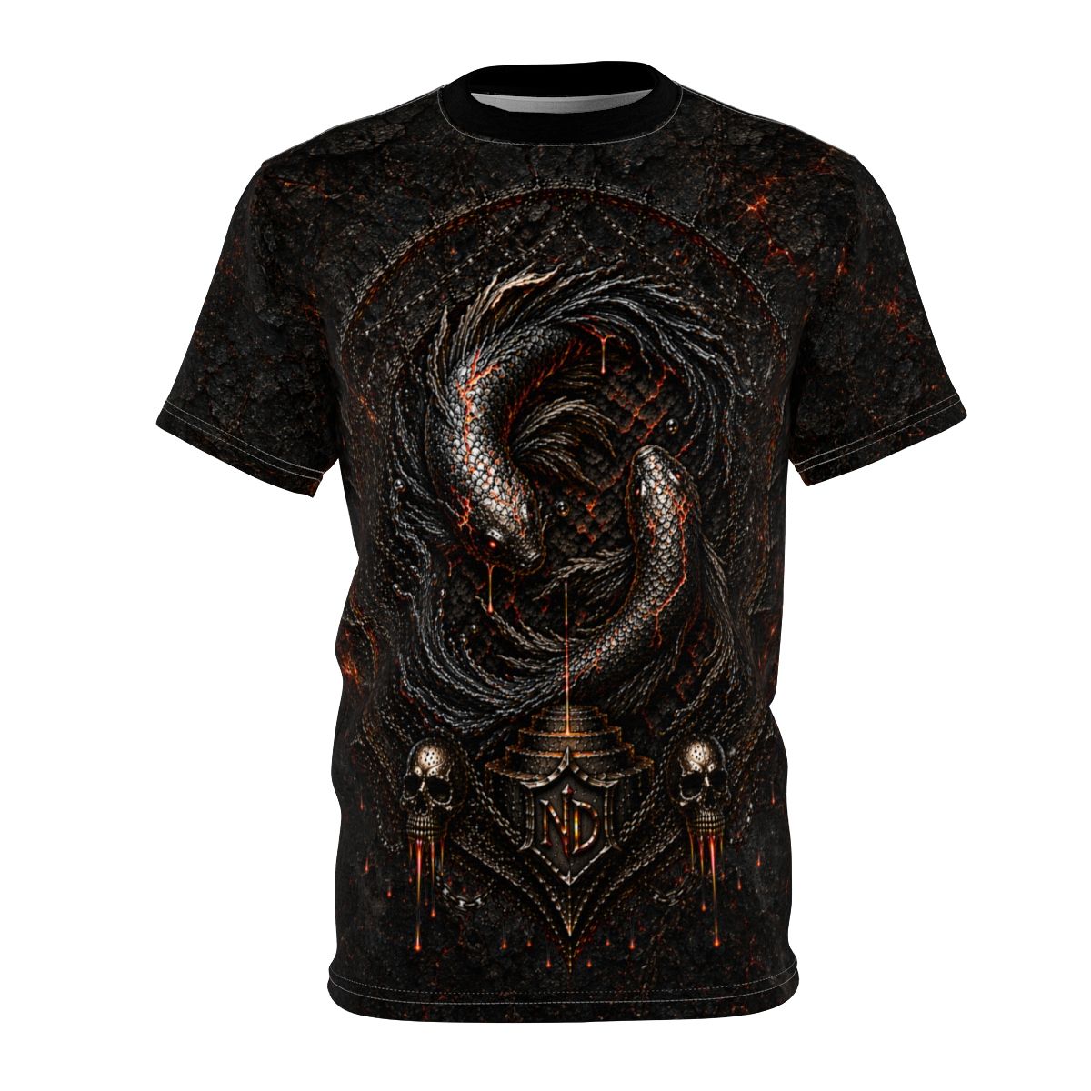 Nonadawn Pisces Unisex Cut &amp; Sew Tee (AOP) | Dark Fantasy Pisces Zodiac Shirt | Gothic Astrology Apparel