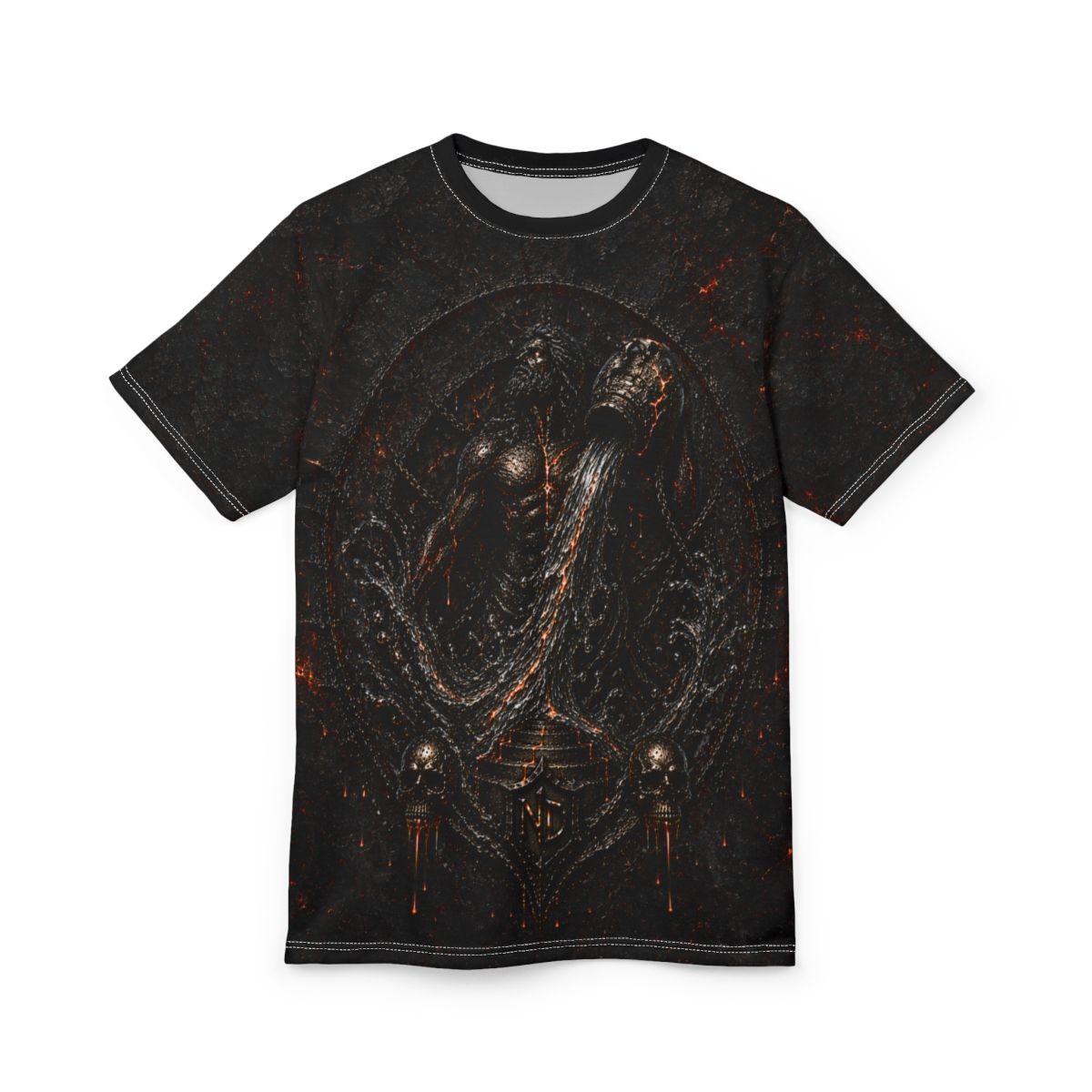 Nonadawn Aquarius Unisex Cut &amp; Sew Tee (AOP) | Dark Fantasy Water Bearer Zodiac Shirt | Gothic Astrology Apparel