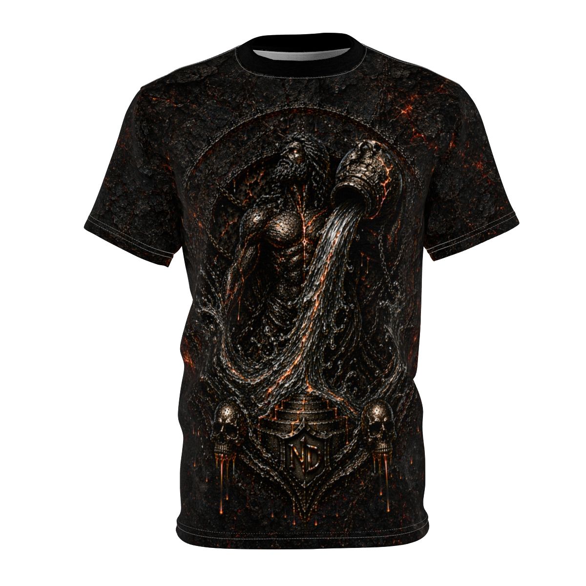 Nonadawn Aquarius Unisex Cut &amp; Sew Tee (AOP) | Dark Fantasy Water Bearer Zodiac Shirt | Gothic Astrology Apparel