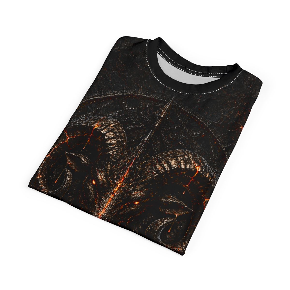 Nonadawn Aries Unisex Cut &amp; Sew Tee (AOP) | Dark Fantasy Zodiac Graphic Shirt | Fire Sign Apparel